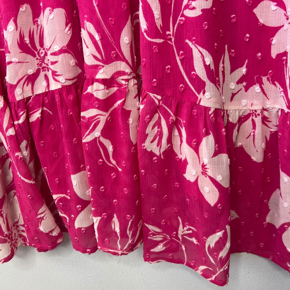 NEW Torrid 2X Mini Clip Dot Voluminous Babydoll Dress Emma Floral Pink Tropical - Picture 10 of 15